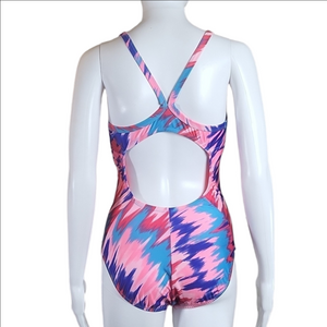 Nike Multi-Color Abstract Print Racerback Chlorine Resistant One Piece S…